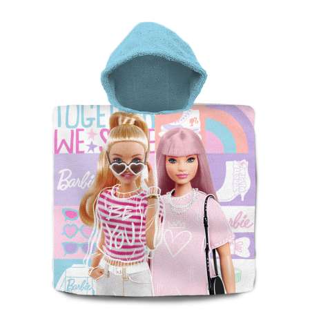 barbie poncho algodon 60x120 cm ( kids licensing - bb00016)