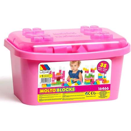 molto contenedor bloques 35 piezas rosa (molto - 16466)