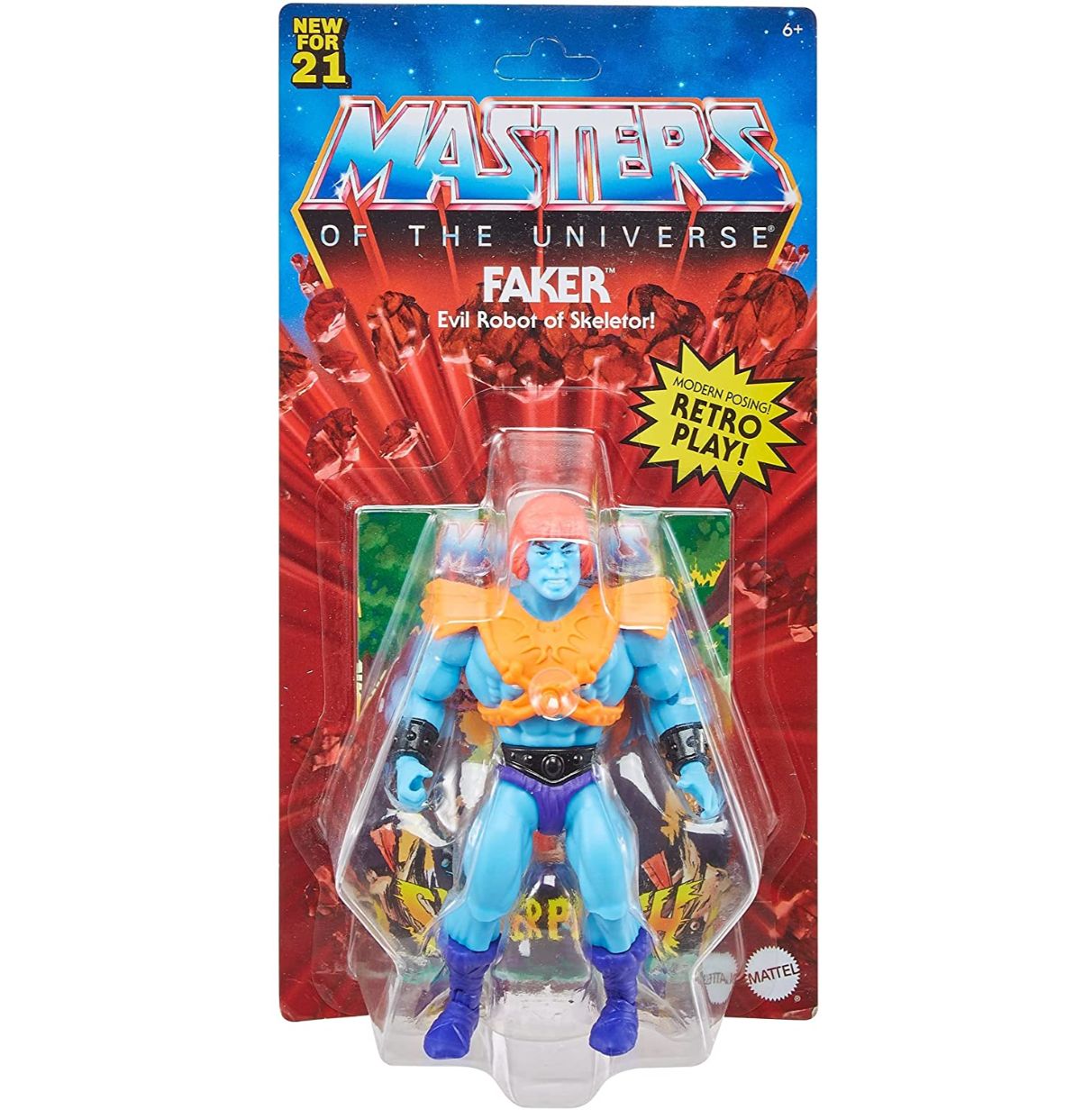 masters of the universe origins faker figura de acción de 5.5 pulgadas, figura de batalla para juego y exhibición de cuentos, re
