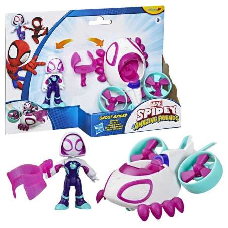 spidey ghost spider y helicoptero (hasbro - g24595x0)