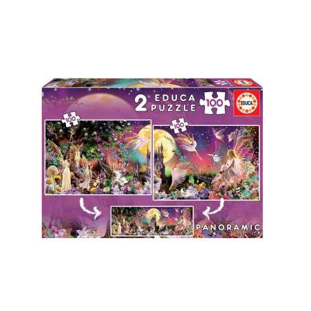 puzzle 2x100 piezas triptico de hadas (educa - 19291)