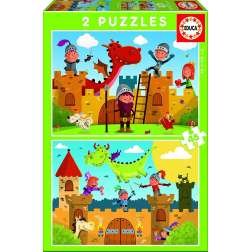 puzzle 2x48 piezas dragones y caballeros