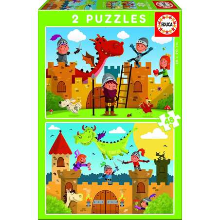 puzzle 2x48 piezas dragones y caballeros