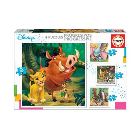 puzzle 4 progresivos disney animals (educa- 18104)