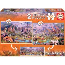 puzzle 2x100 animales salvajes (educa - 18606)