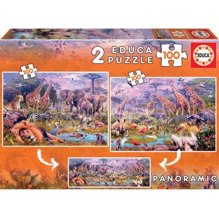 puzzle 2x100 animales salvajes (educa - 18606)