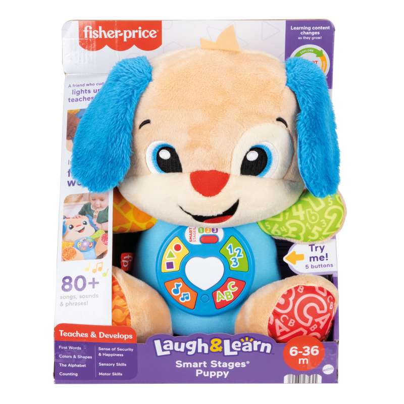 fisher-price peluche perrito rie y aprende (mattel - jfd26)
