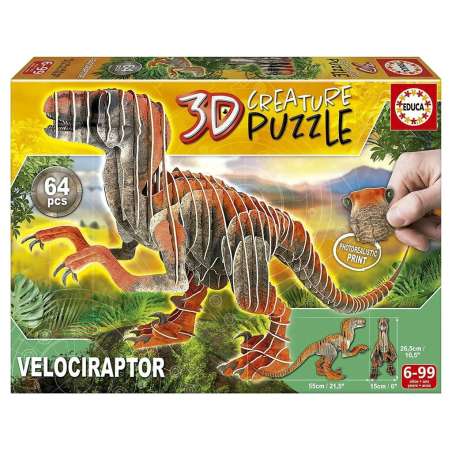 puzzle creature 3d 64 piezas velociraptor (educa - 19382)