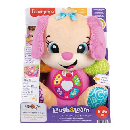 fisher-price peluche perrita rie y aprende (mattel - jfd35)