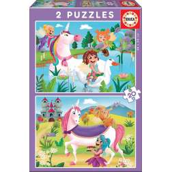 puzzle 2x20 unicornio + hadas (educa - 18064)