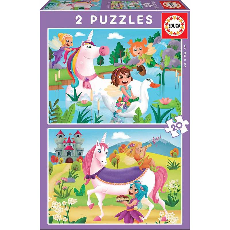 puzzle 2x20 unicornio + hadas  (educa - 18064)