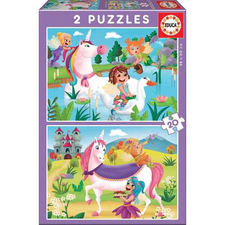 puzzle 2x20 unicornio + hadas (educa - 18064)