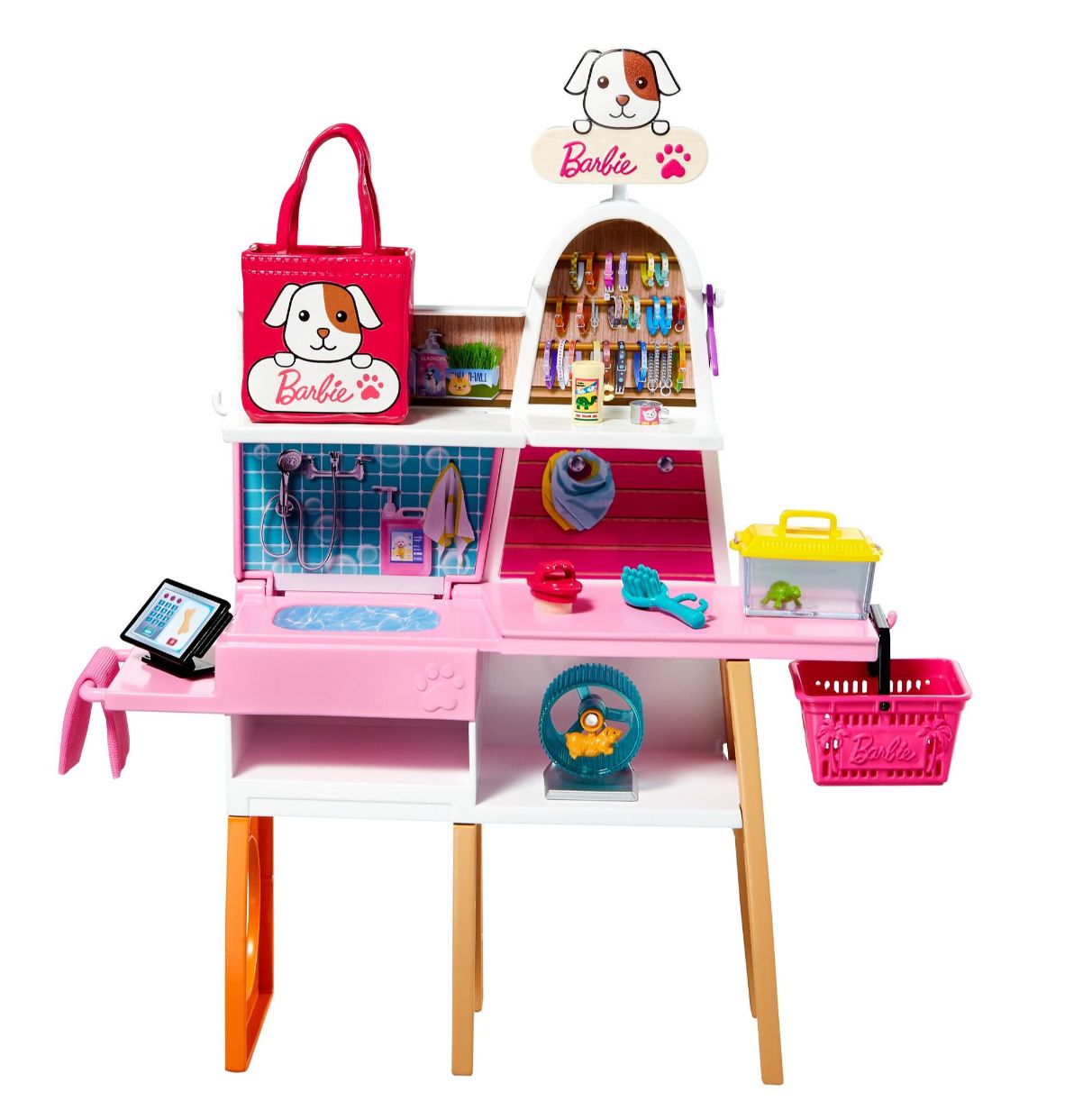 barbie tienda de mascotas muñeca con establecimiento de animales y accesorios para mascotas de juguete (mattel grg90)