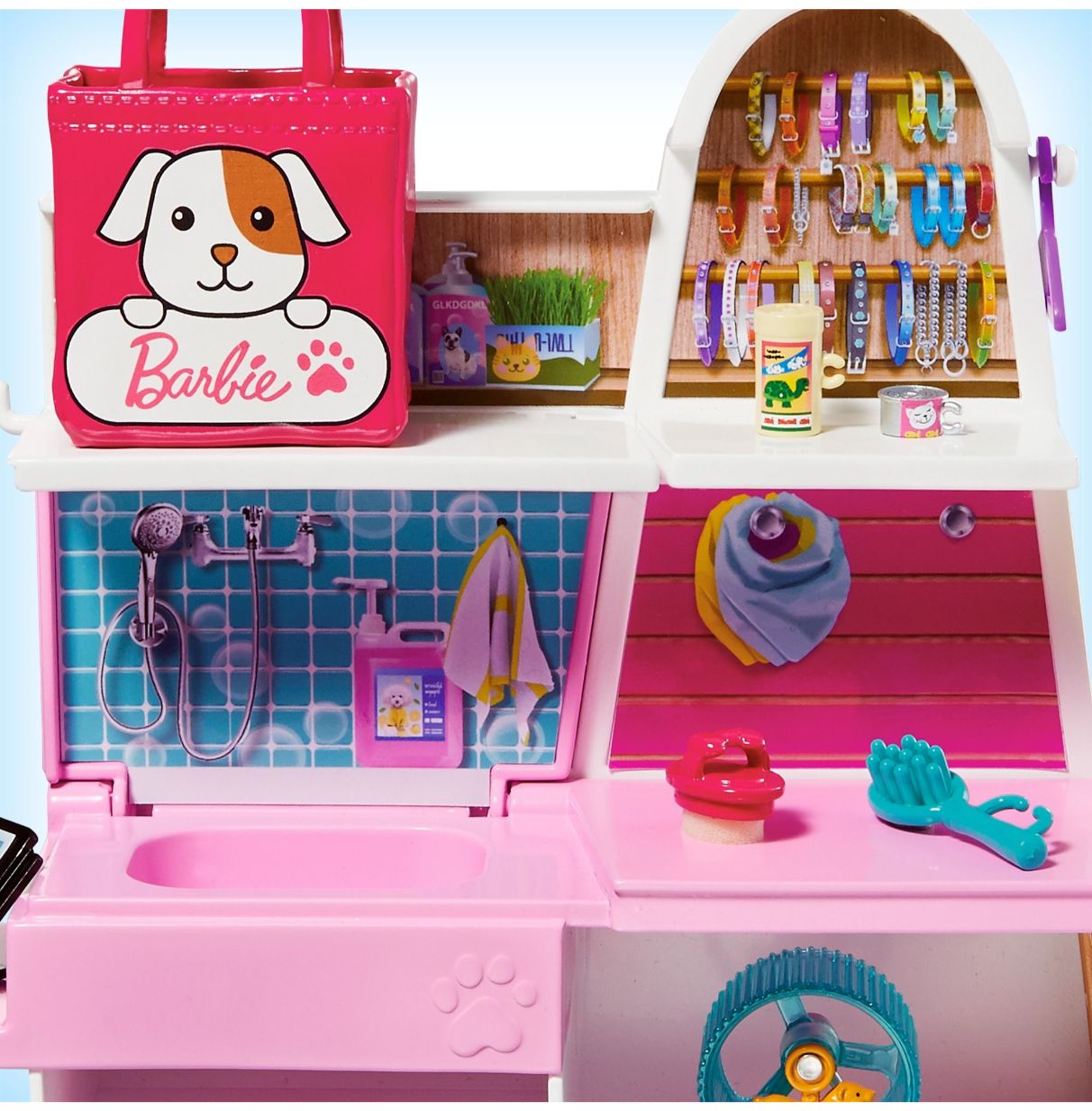 barbie tienda de mascotas muñeca con establecimiento de animales y accesorios para mascotas de juguete (mattel grg90)