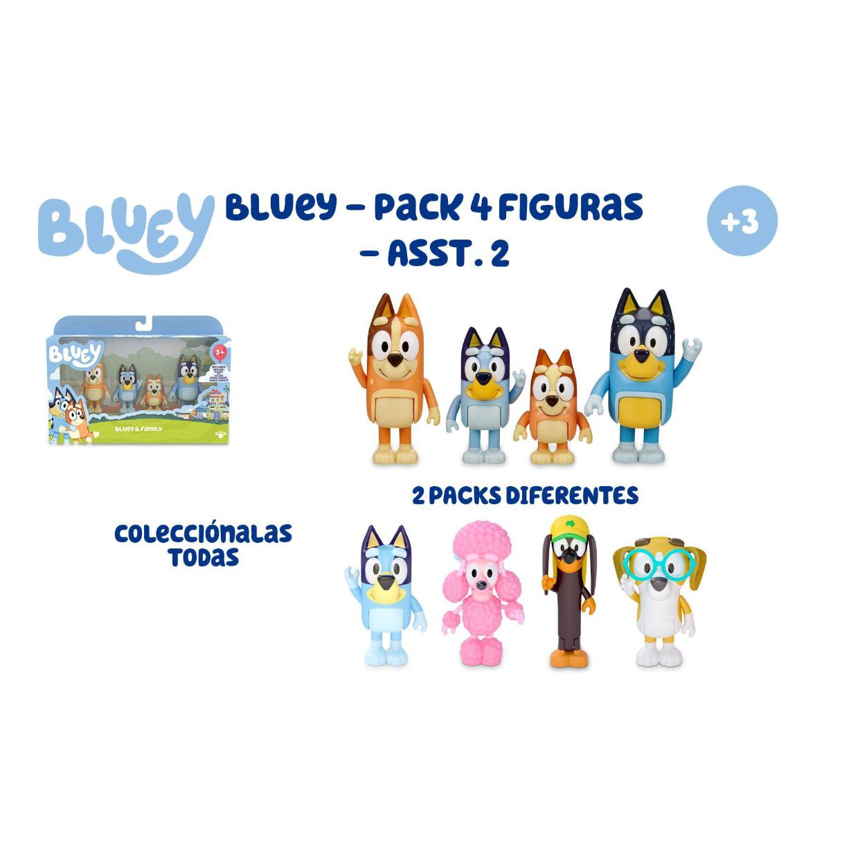 famosa bly01000 - figura bluey 6 cm pack 4 figuras 2 mod. sdos.