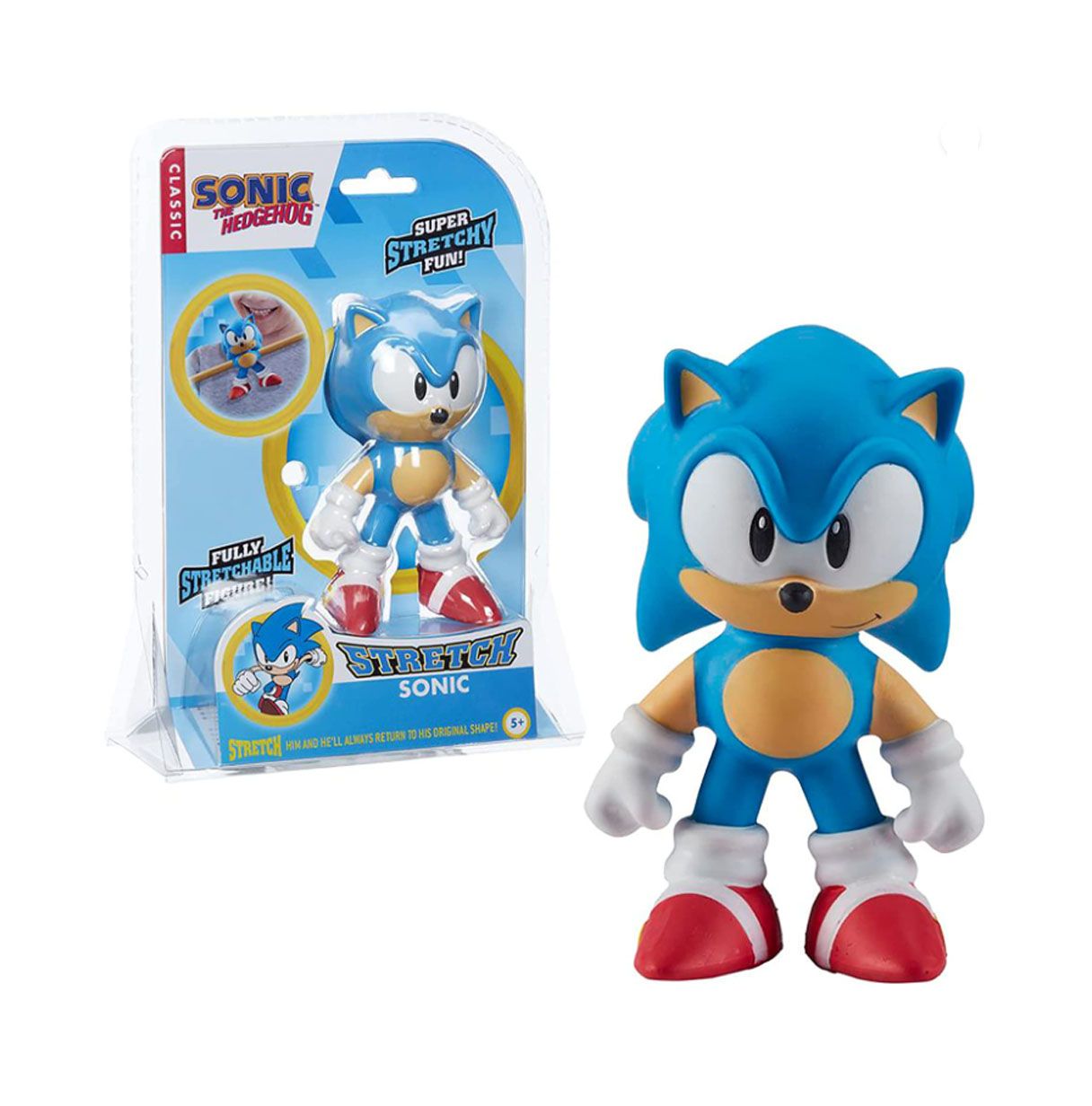 stretch - mini stretch de sonic de stretch line, muñeco elástico que se estira, tamaño pequeño, erizo azul de videojuegos clásic