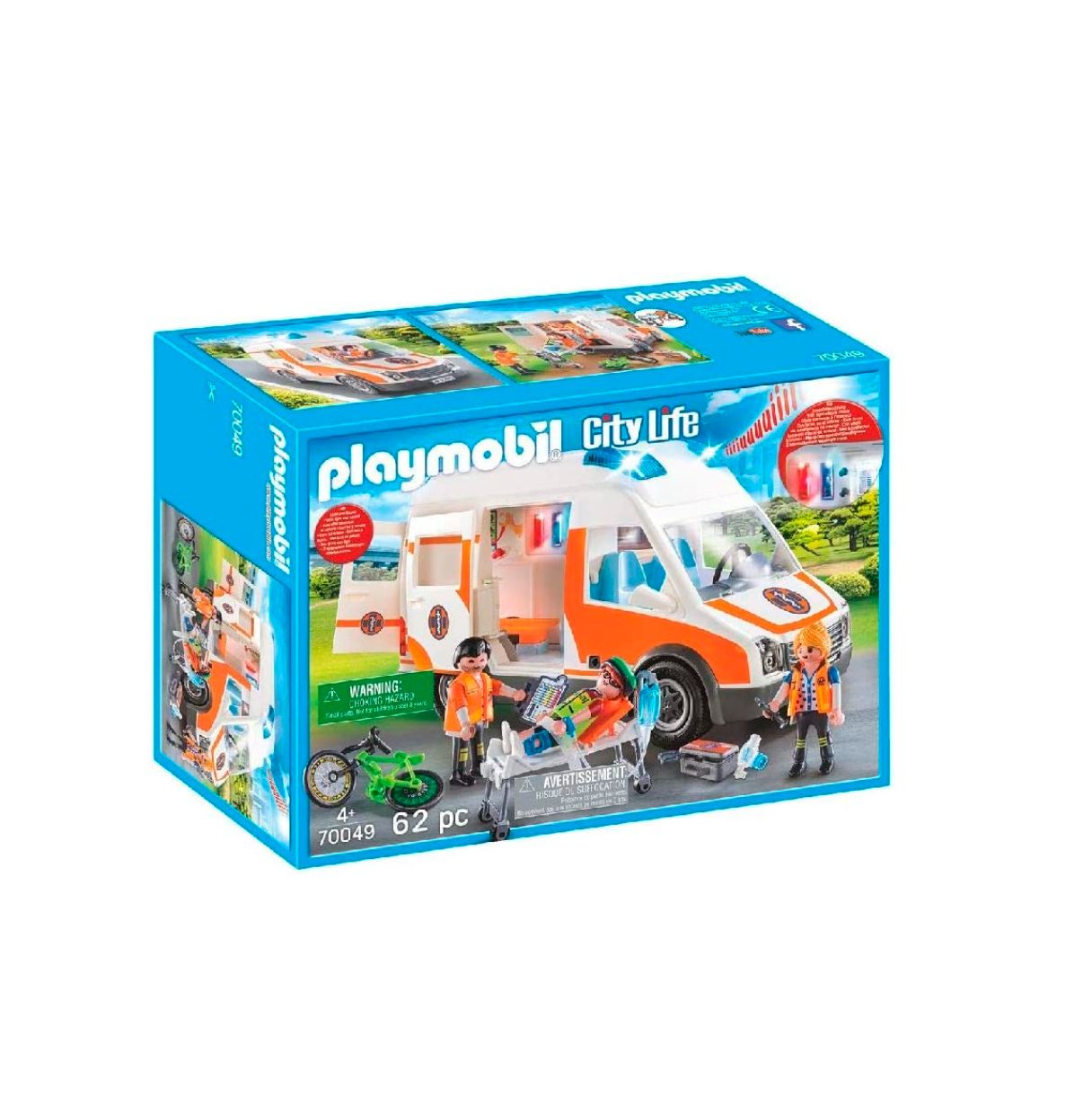 playmobil city life ambulancia con  luces (70049)