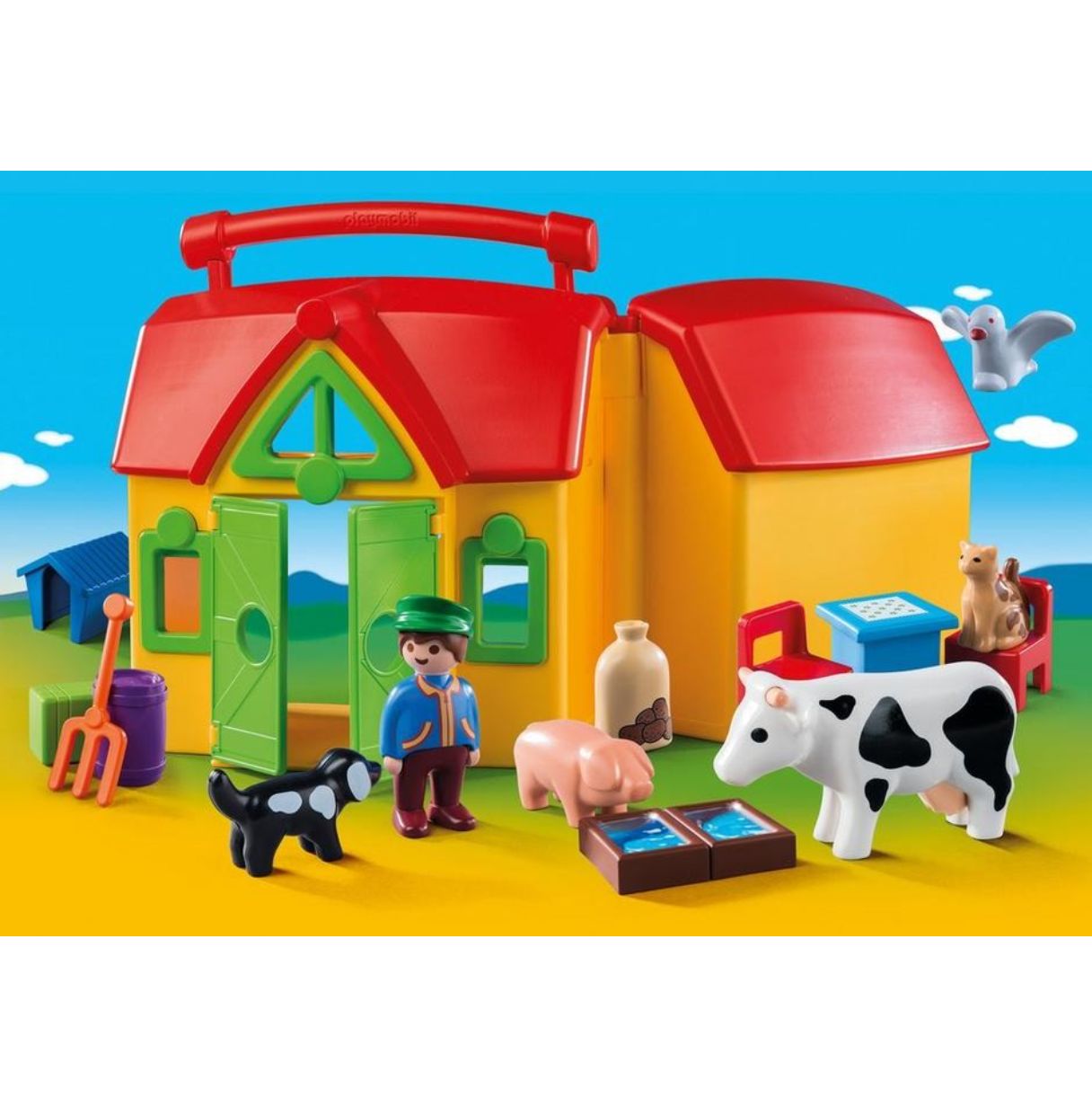playmobil 1.2.3. granja maletin (6962)