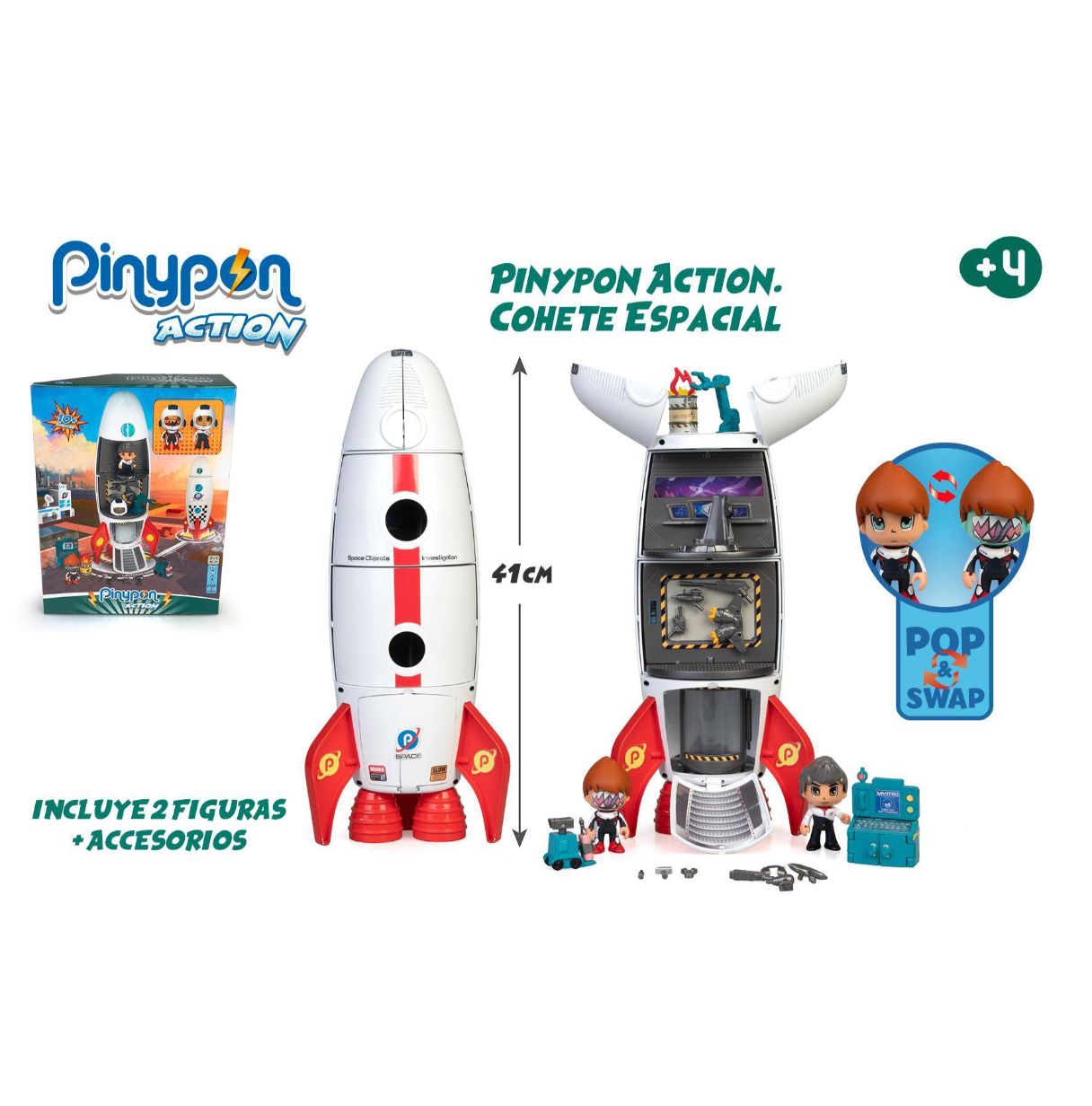 pin y pon action cohete espacial con figuras y accesorios famosa 700017343