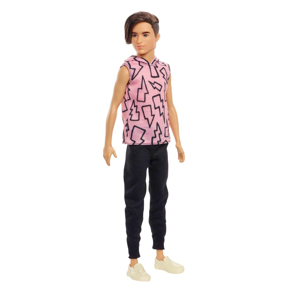 barbie ken fashionista camiseta rayos con pelo enraizado muñeco moreno con pantalones largos, juguete a la moda +3 años (mattel 