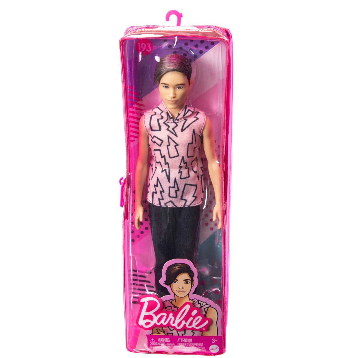 barbie ken fashionista camiseta rayos con pelo enraizado muñeco moreno con pantalones largos, juguete a la moda +3 años (mattel 