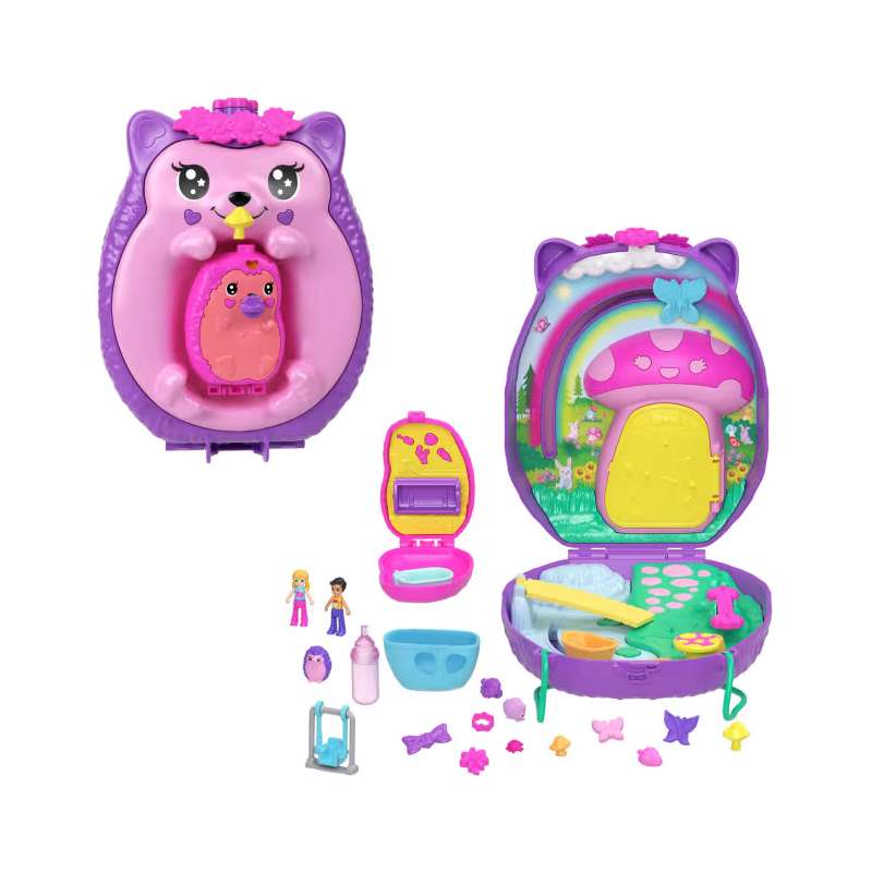 polly pocket cofre bolso mama erizo y bebe (mattel - jbj91)