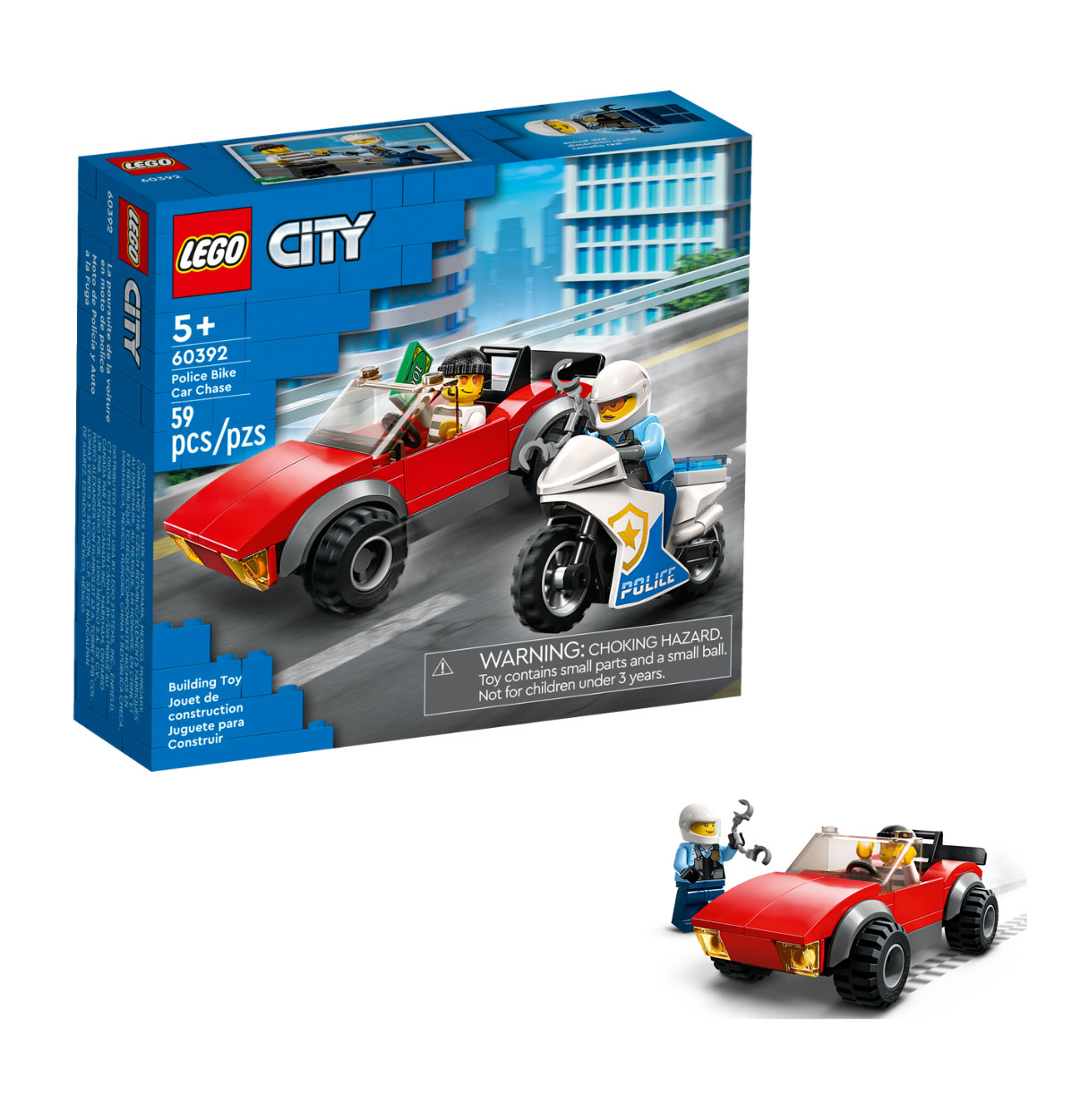 lego city moto policia y coche a la fuga (60392)