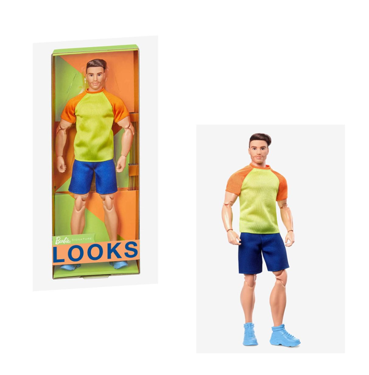 barbie ken signature looks conjunto deportivo muñeco articulado con camiseta y pantalones cortos, juguete de colección de moda (