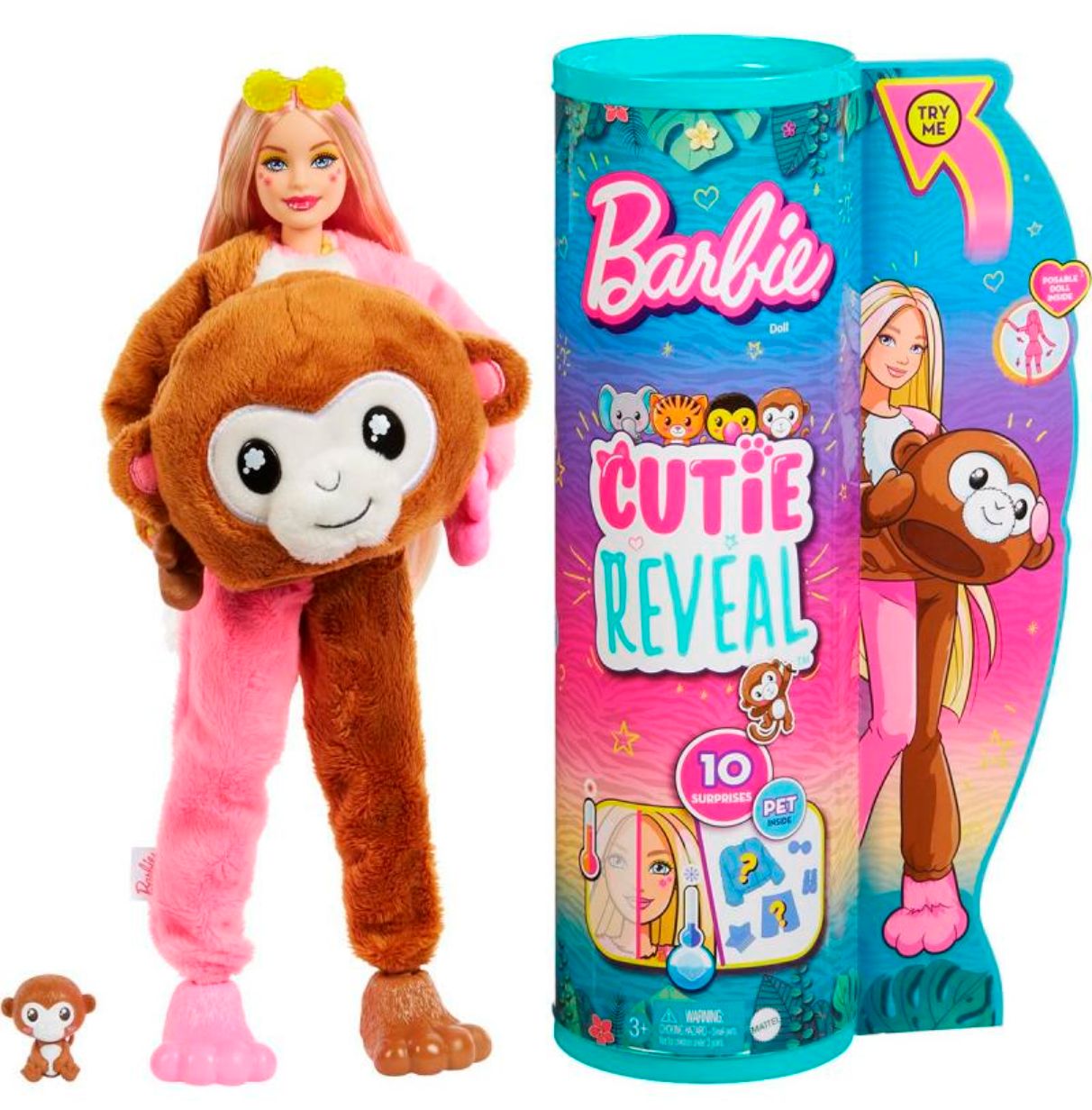 barbie cutie reveal amigos mono  (mattel -hkr01)
