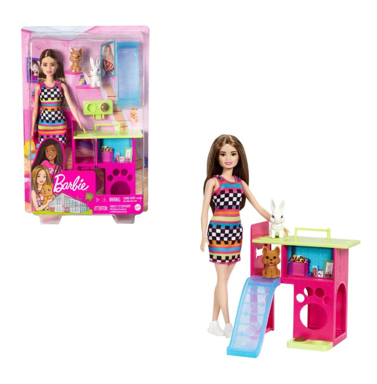 barbie muñeca con mascotas (mattel - hgm62)