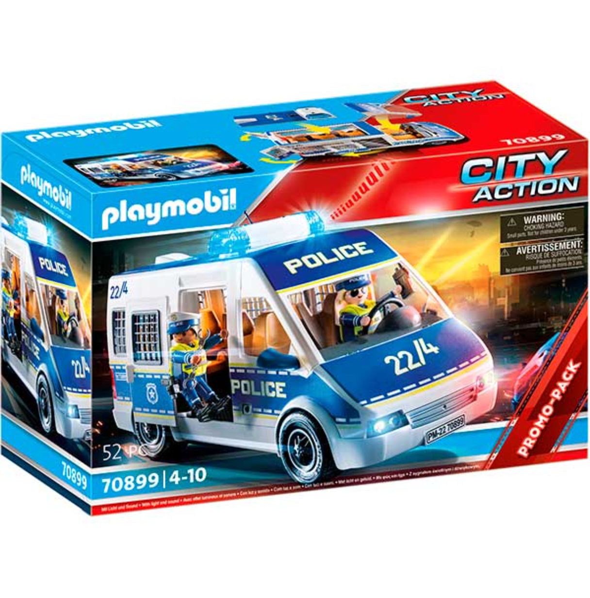 playmobil city action coche de policia con luz y sonido (70899)