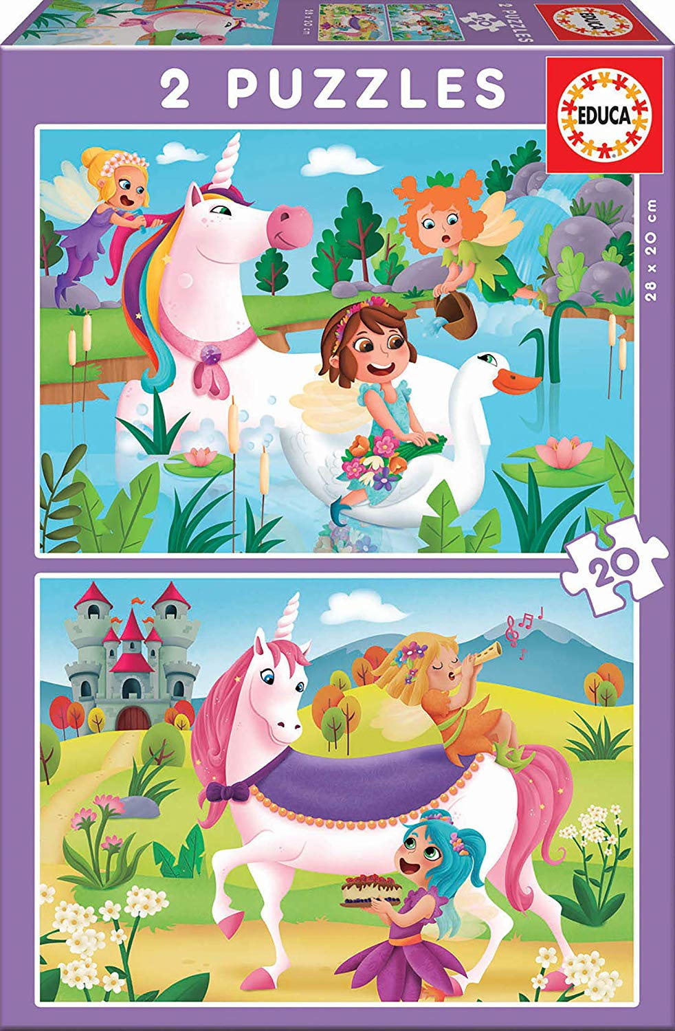 puzzle 2x20 unicornio + hadas  (educa - 18064)