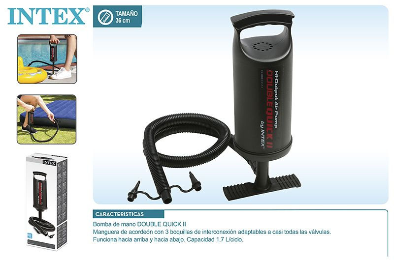 intex hinchador mano double quick ii 36 (68614)