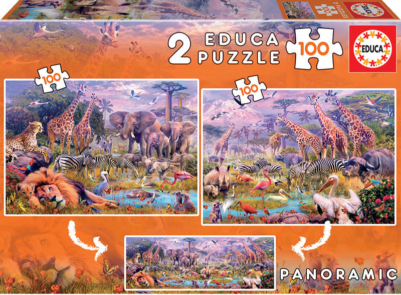 puzzle 2x100 animales salvajes (educa - 18606)