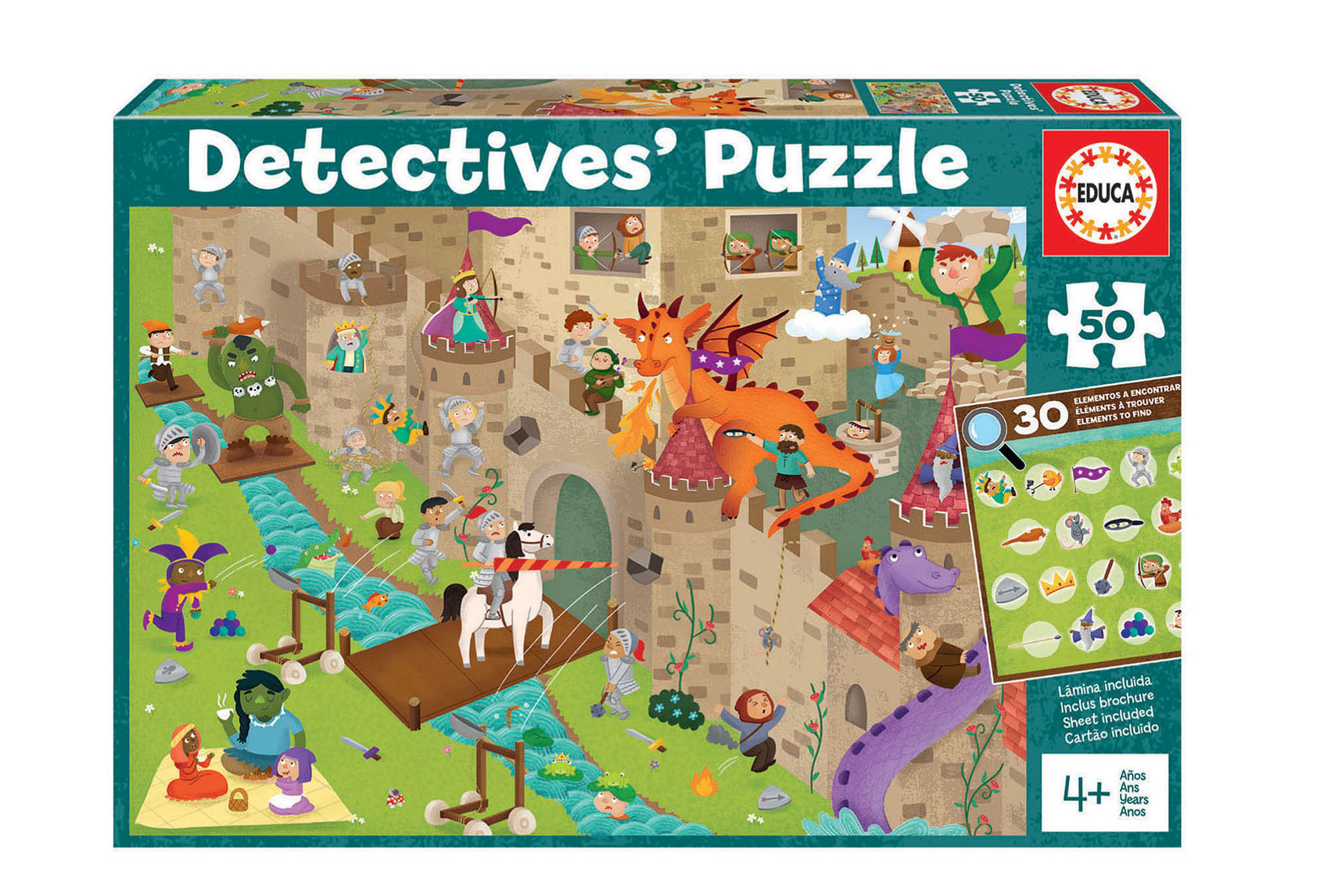 puzzle 50 piezas detective castillo (educa - 18895)