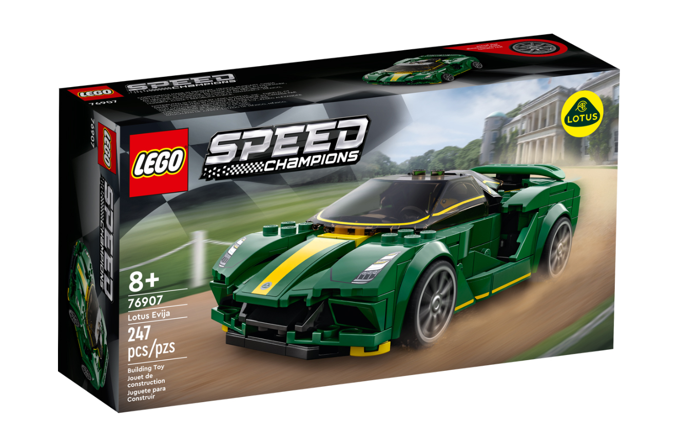 lego 76907 speed champion lotus evija, deportivo de juguete para niños, réplica de coche coleccionable con mini figura de conduc