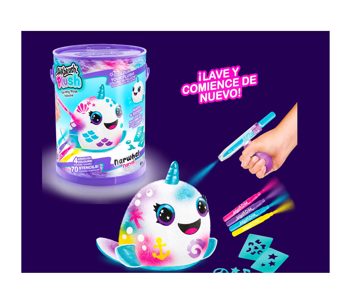 cubo de colorea tu mascota - colour your plush bucket - airbrush plush - style 4 ever - ofg266