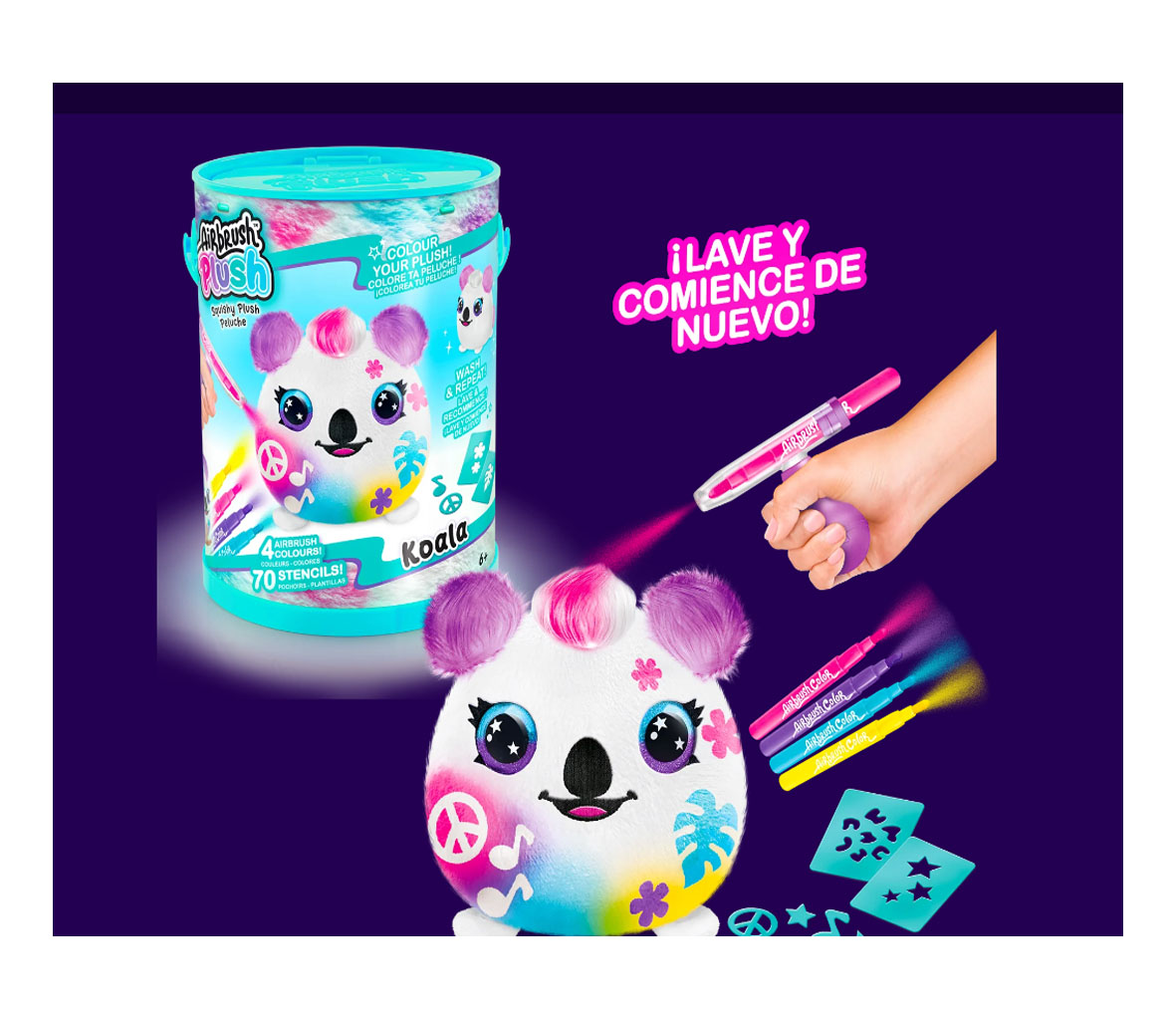 cubo de colorea tu mascota - colour your plush bucket - airbrush plush - style 4 ever - ofg266