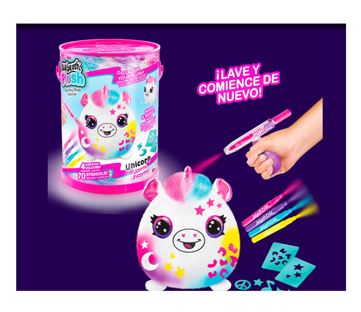 cubo de colorea tu mascota - colour your plush bucket - airbrush plush - style 4 ever - ofg266