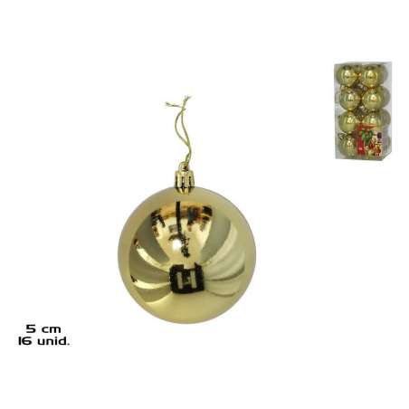 caja 16 bolas de navidad brillo oro 5 cm (gerimport - 8430540499903)