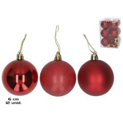 set 12 bolas de navidad rojas 6 cm 3 surtidas (gerimport - 8430540109123)