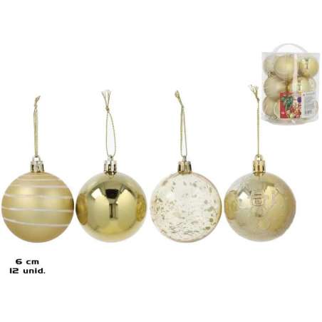 bote x12 bolas 6 cm line dorado (gerimport - 8445393314136)