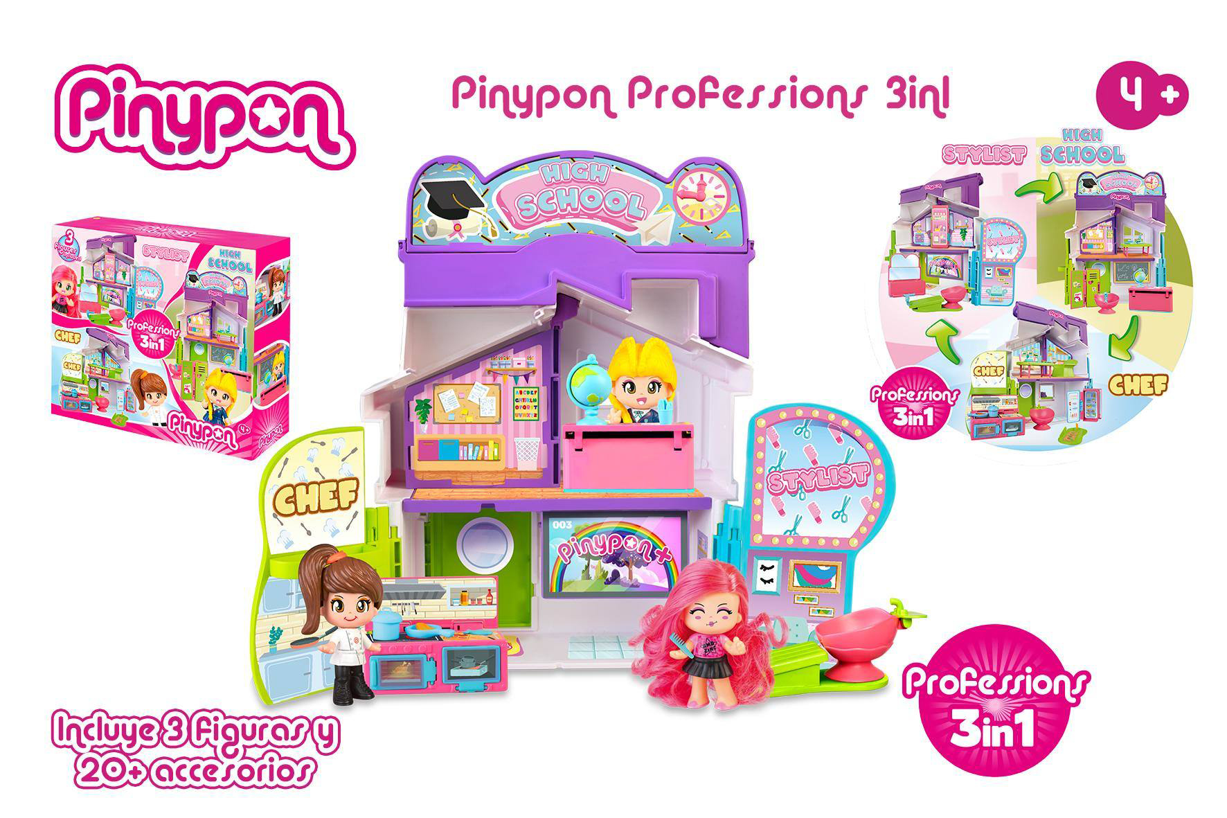 pinypon profesiones 3 en 1 (famosa - pyn45000)