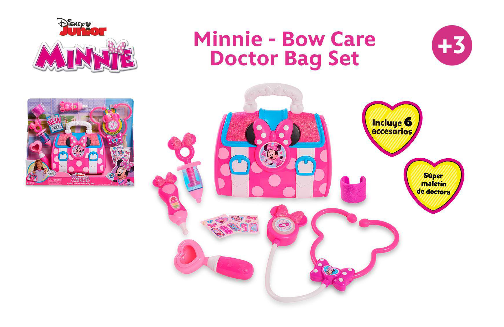 minnie bow care doctor bag set ( famosa - mcn09000)