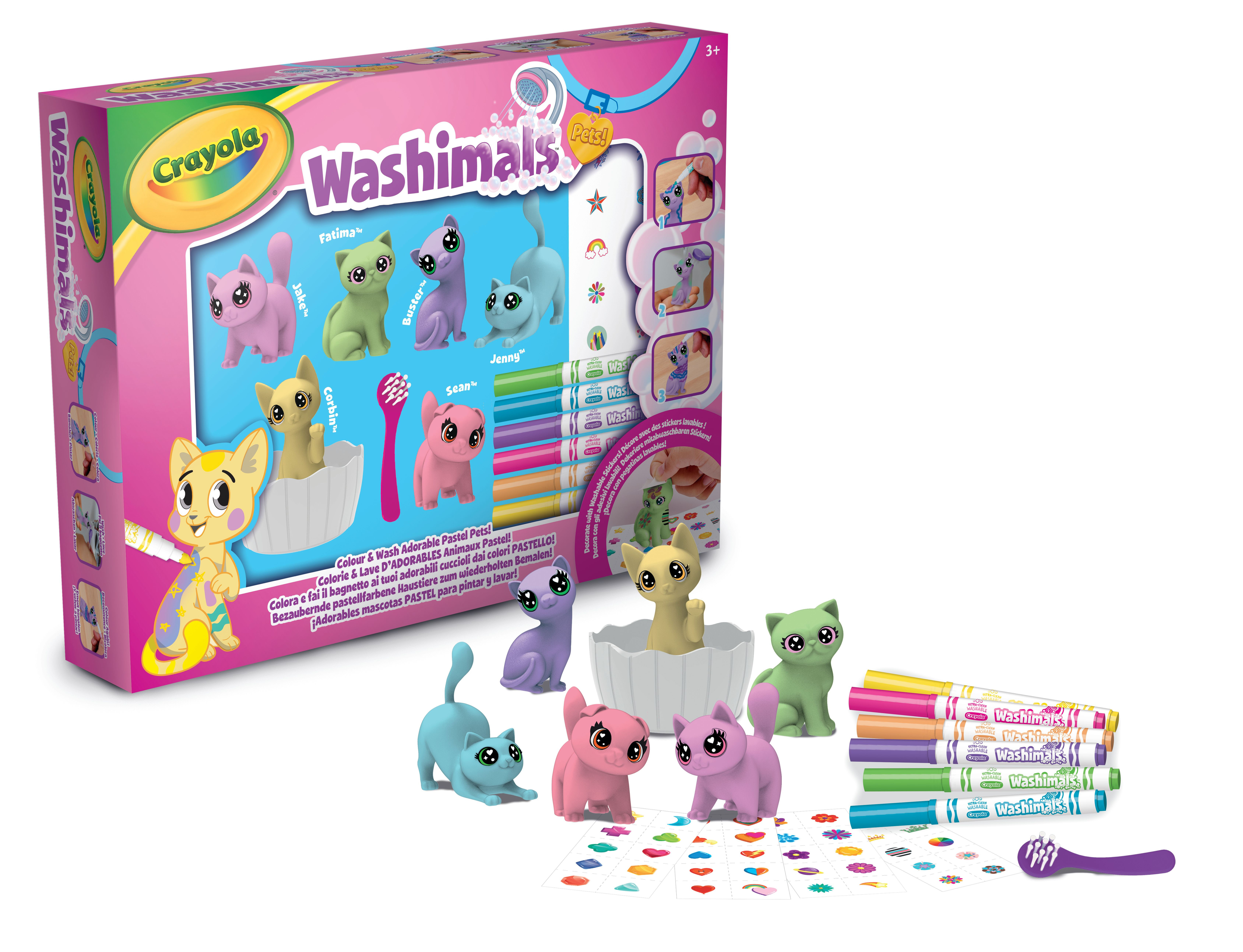 crayola washimals bañera y 6 pets pastel (binney & smith - 74-7515)