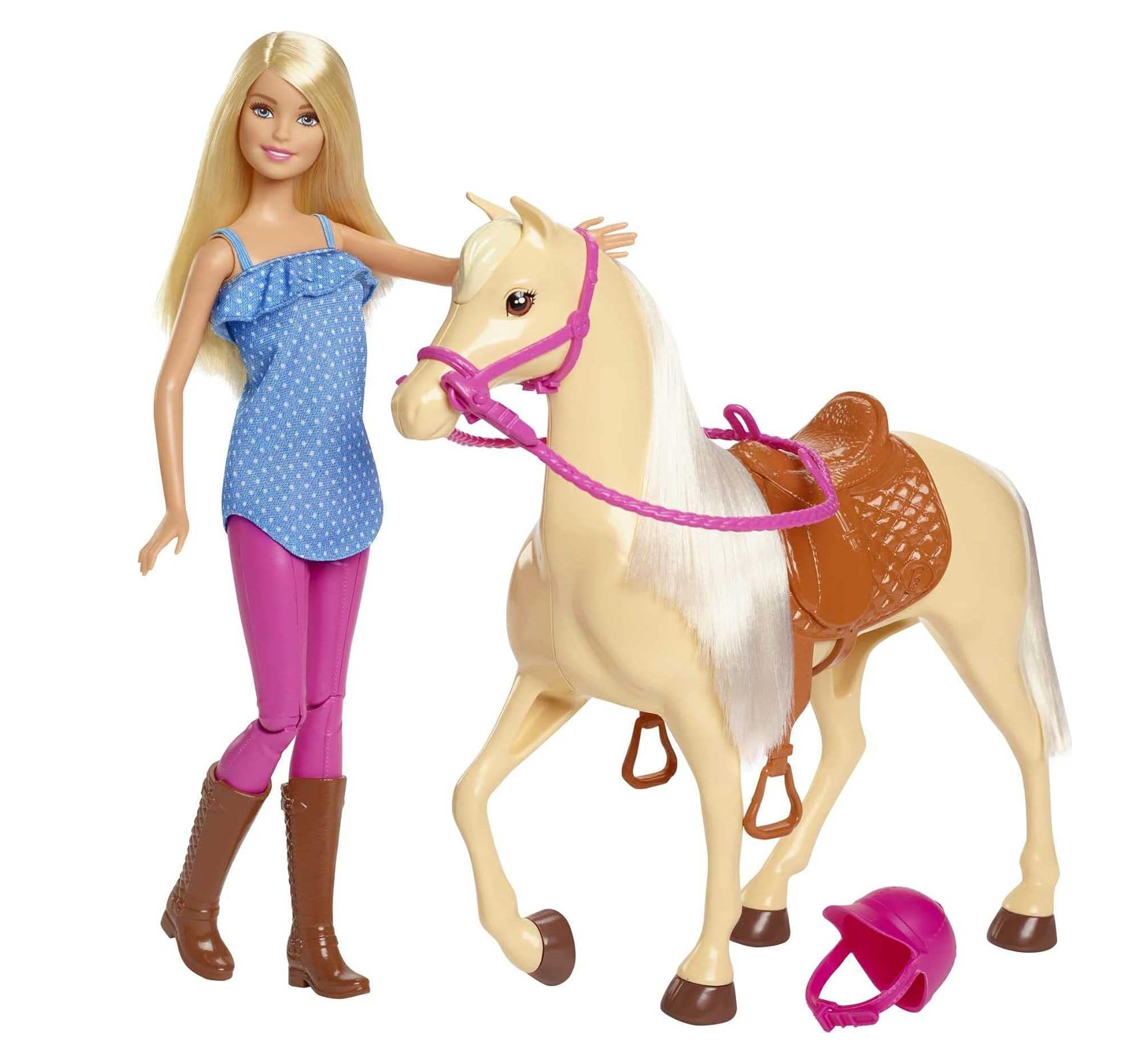 barbie muñeca rubia con caballo   (mattel - fxh13)