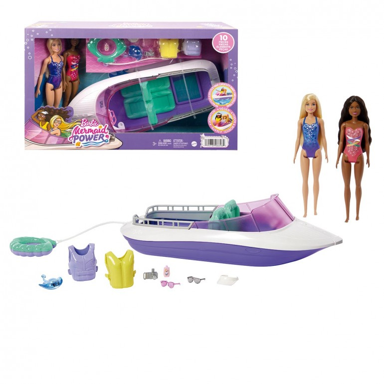 barbie mermaid power barco con muñecas (mattel -hhg60)