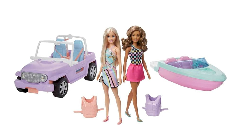 barbie pack 2 vehiculos y muñecas  (mattel - gxd66)