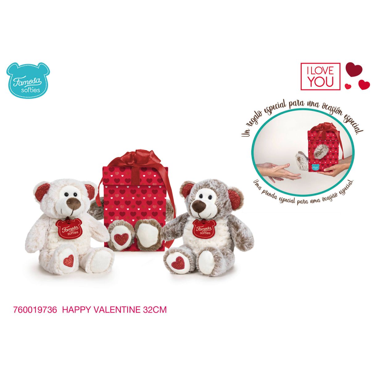 peluche san valentin 32 cm go green (famosa - 760019736)