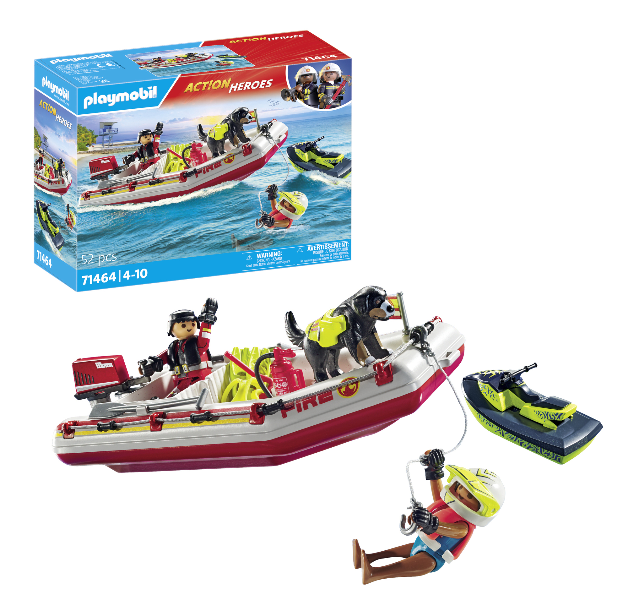 playmobil bote de bomberos moto acuatica (71464)